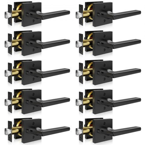 Privacy Door Handle 10 PCS Matte Black Square Door Lever Interior Keyless