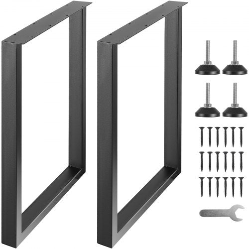 711.2MM Adjustable Furniture Legs, Square Reinforced Steel Office Table legs Set of 2 for DIY, Max Load 453.6KG Heavy Duty Desk Legs, Quick Instalation & Rich Accessories Legs Black