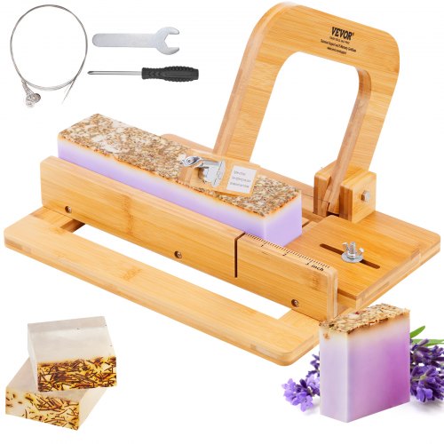 Soap Cutter, 0-2 inch Adjustable Thickness, Bamboo Soap Slicer With Adjustable Stainless Steel Wire, Multi Handmade Soap Wire Cutter for Loaf, Candles, Cheese, Butter, DIY Making Cutting Tool