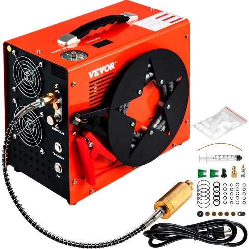 PCP Air Compressor, 350W 2700 RPM Portable Diving Compressor, 4500 Psi High Pressure w/8 mm Quick Connector & Built-in Cooling Fan, 1.5L Tank Auto-shutoff Design Powered by Home & Car Battery