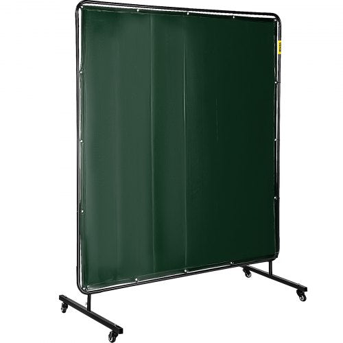 6' x 6' Welding Screen with Frame Green Vinyl Portable Welding Curtain with Wheels Light-Proof Welding Protection Screen Professional