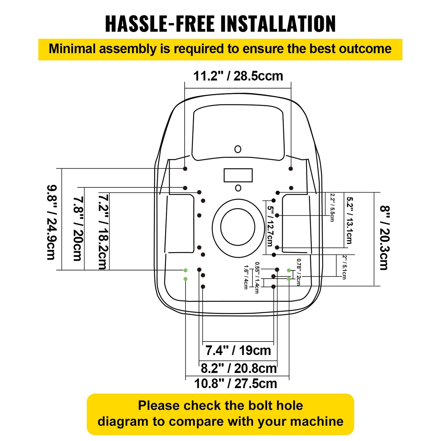 Universal Tractor Seat, Industrial High Back, PVC Lawn and Garden Mower Seat Replacement, Drain Hole Steel Frame Compact Forklift Seat, Compatible with Excavator, Mower, Forklift, Yellow