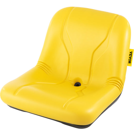 Universal Tractor Seat, Industrial High Back, PVC Lawn and Garden Mower Seat Replacement, Drain Hole Steel Frame Compact Forklift Seat, Compatible with Excavator, Mower, Forklift, Yellow