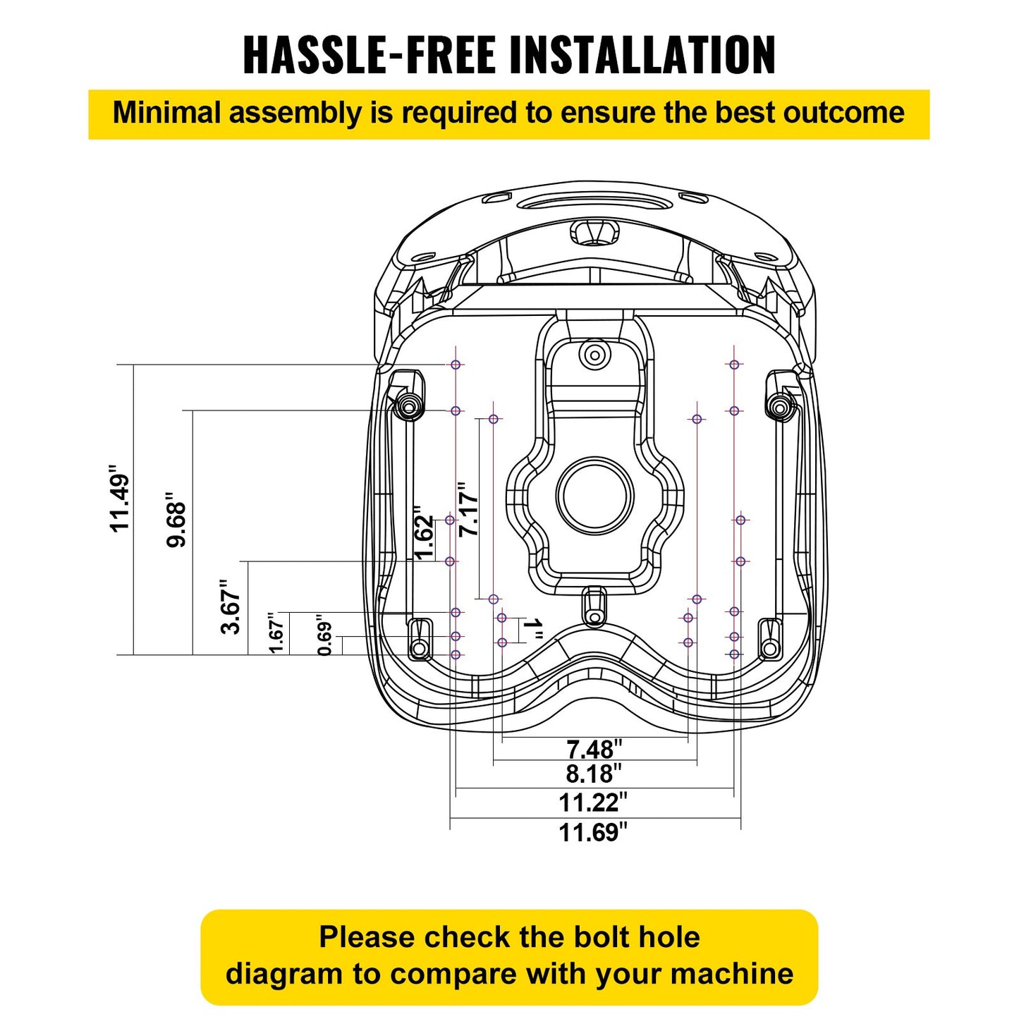 Universal Tractor Seat, Industrial High Back, Waterproof PVC Lawn and Garden Mower Seat Replacement, Steel Frame Forklift Seat with Drain Hole, Compatible with Excavator, Mower, Forklift, Yellow