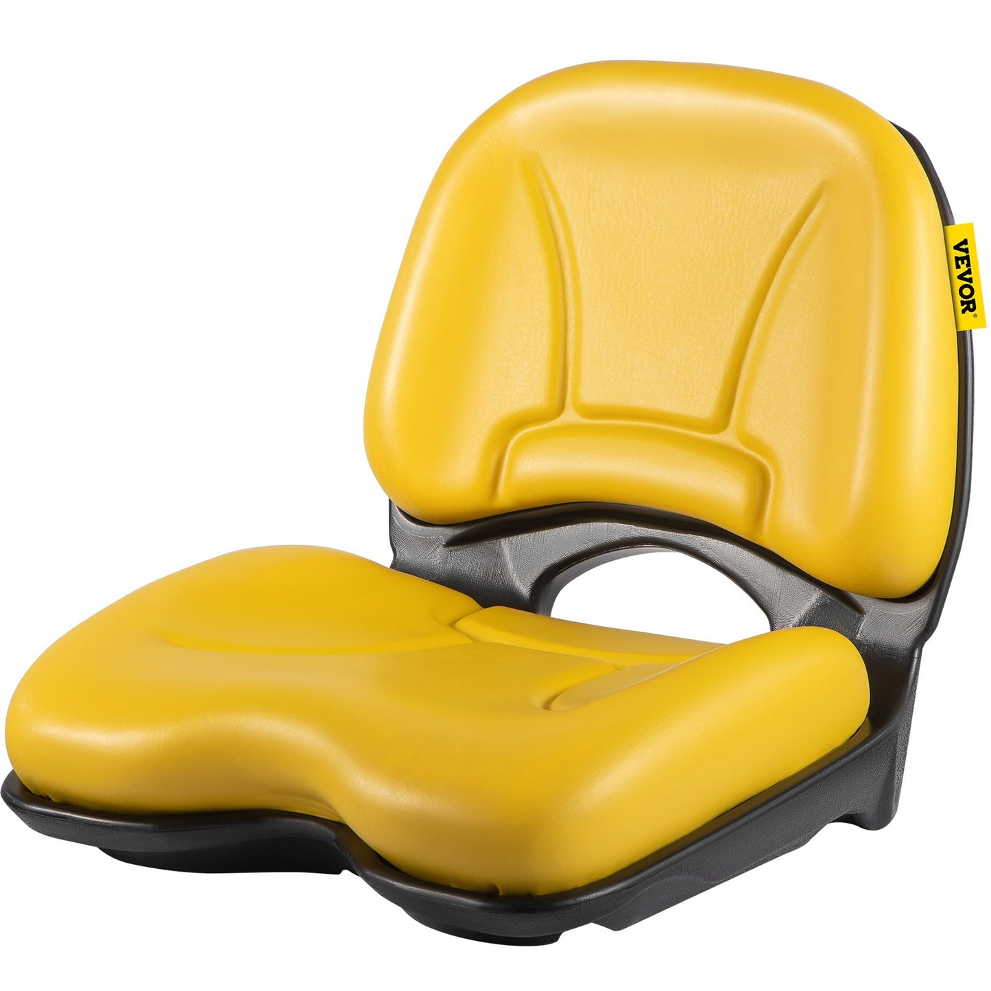 Universal Tractor Seat, Industrial High Back, Waterproof PVC Lawn and Garden Mower Seat Replacement, Steel Frame Forklift Seat with Drain Hole, Compatible with Excavator, Mower, Forklift, Yellow