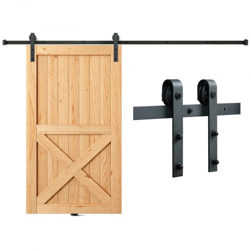 10FT Sliding Barn Door Hardware Kit, 330LBS Loading Heavy Duty Barn Door Track Kit for Single Door, Fit 4.6-5.2FT Wide and 1.3"-1.8" Thick Door Panel, with Smooth & Silent Pulley (J Shape)
