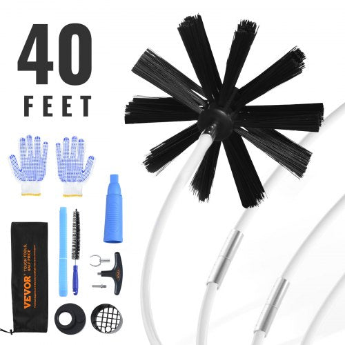 12.2M Dryer Vent Cleaner Kit, 29 Pieces Duct Cleaning Brush, Reinforced Nylon Dryer Vent Brush with Complete Accessories, Dryer Cleaning Kit with Flexible Lint Trap Brush, Clamp Connectors