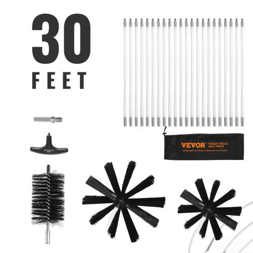 22 Pieces 9.1M Dryer Vent Cleaner Kit, Include 3 Different Sizes Flexible Lint Trap Brush, Reinforced Nylon Duct Cleaning Dryer Vent Brush, Dryer Cleaning Kit with Clamp Connectors