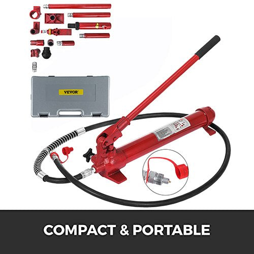 10Ton Power Hydraulic Jack Holder Bodywork Repair Kit for Auto Car Repair Tool with 1.4M Hose Lift Ram Portable