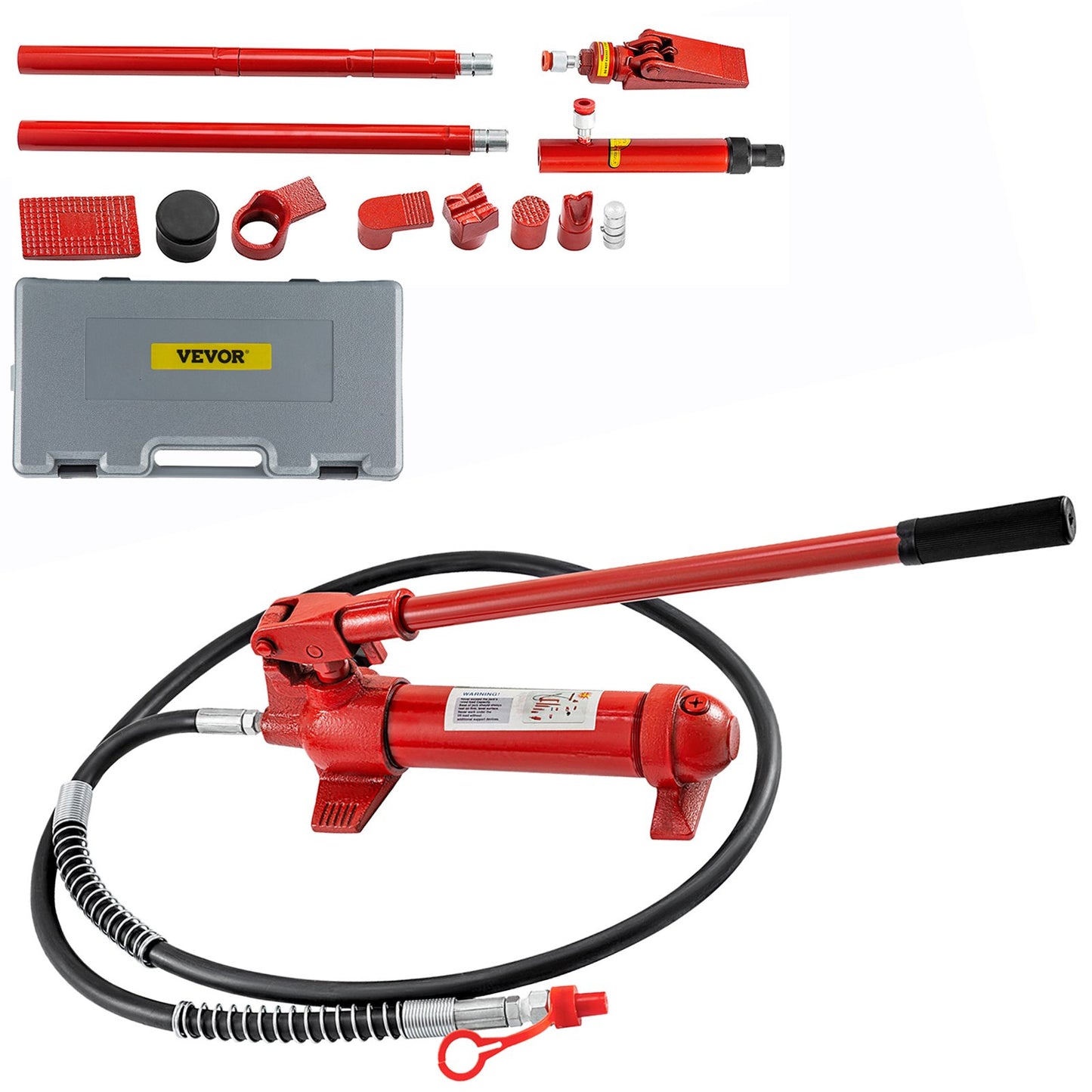 6 Ton Hydraulic Car Jack, 1.2 m Oil Tube Portable Hydraulic Auto Body Dent Frame Repair Kit for Automobile Repairing and Hydraulic Equipment Construction