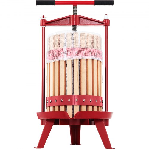 Fruit Wine Press, 4.8Gal/18L, Cast Iron Manual Grape Presser for Wine Making, Cider Tincture Vegetables Honey Olive Oil Press with Beech Wood Hollow Basket T-Handle 0.1" Thick Plate 3 Feet
