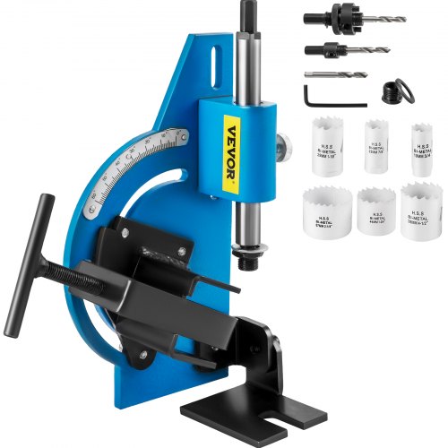 Tube Notcher Kit 60 Degree Pipe Tubing Notcher w/ 9 Pc Bi-Metal Hole Saw?3/4" -2-1/4" with Case Tubing and Pipe Notcher 2 Drills Tube Notcher Tool for cutting holes through Metal, Wood, Plastic.