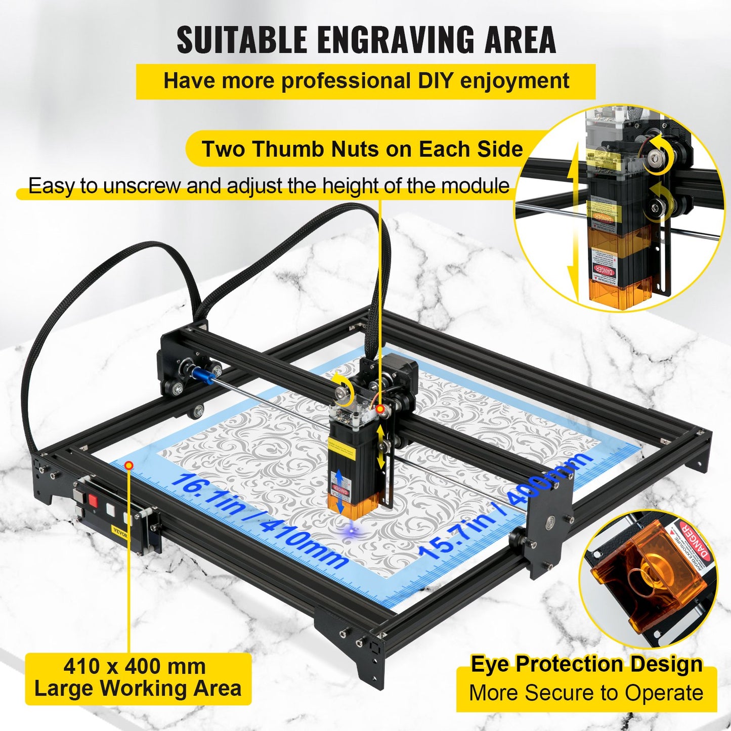 Desktop Laser Engraver 16.1"x15.7" Large Engraving Area 5.5W Laser Power