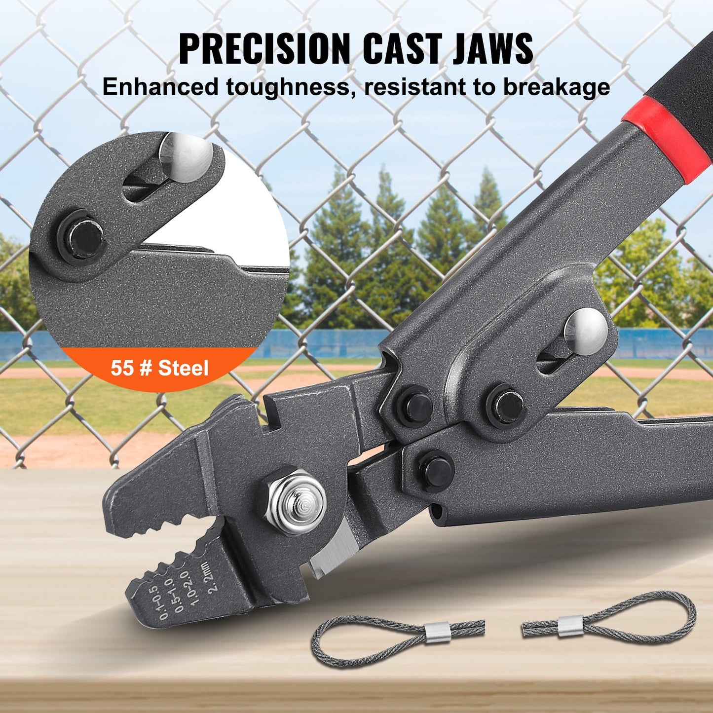 Crimping Tool, Up To 2.2mm Wire Rope Crimping Tool, Crimping Loop Sleeve Kit with a Cable Cutter and 160pcs Aluminum Buckles, Teflon Coating Anti-Rust Fishing Crimping Tool