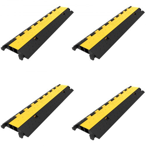 4 Pack Rubber Cable Protector Ramp 2 Channel Heavy Duty 66000lbs Load Capacity Cable Wire Cord Cover Ramp Speed Bump Driveway Hose Cable Ramp Protective Cover