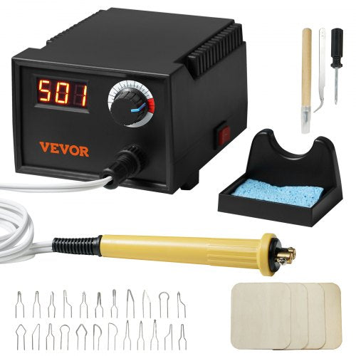 Wood Burning Kit 200~700°C Adjustable Pyrography Pen Burner 23 Wire Nibs