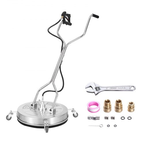 24" Pressure Washer Surface Cleaner w/ Handles & Wheels, Stainless Steel Concrete Cleaner 4000 Max PSI , 3/8"Connector & 1/4" Adapter Power Washer Floor Attachment,For Floor Driveway, Patio