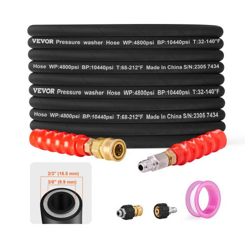 100FT 4800 PSI High Pressure Power Washer Hose 3/8" Quick Connection