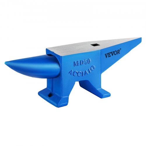 Single Horn Anvil  50Kg/110Lbs Cast Steel Anvil Blacksmith for Sale Forge Steel Tools W/ Round And Square Hole and Equipment Anvil Rugged Blacksmith Jewelers Durable and Robust Metal Working
