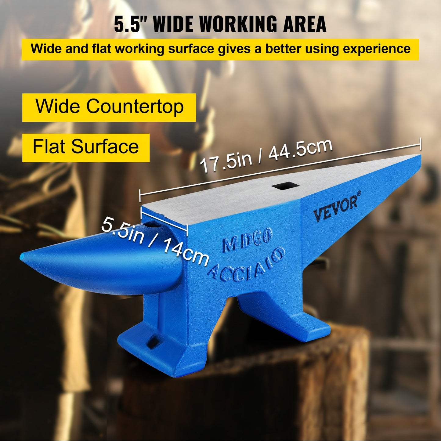 Single Horn Anvil 132Lbs/60Kg Cast Steel Anvil Blacksmith for Sale Forge Steel Tools W/ Round And Square Hole and Equipment Anvil Rugged Blacksmith Jewelers Durable and Robust Metal Working
