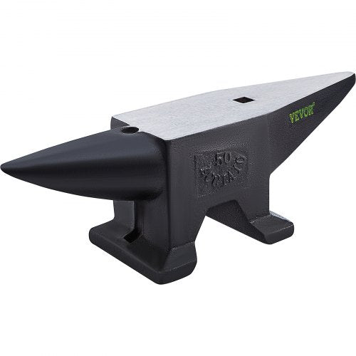 Cast Iron Anvil, 110 Lbs(50kg) Single Horn Anvil with Large Countertop and Stable Base, High Hardness Rugged Round Horn Anvil Blacksmith, for Bending, Shaping