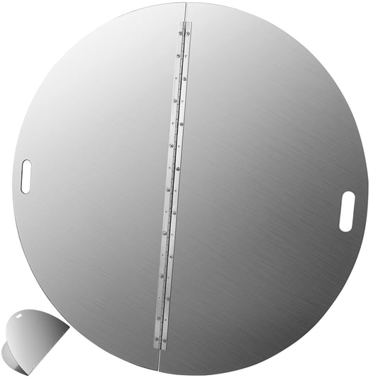 Folding Stainless Steel Fire Pit Pan Cover Silver 40 Inch Round Fire Pit Lid for Burner Pan Stainless Steel Protecter Outdoor