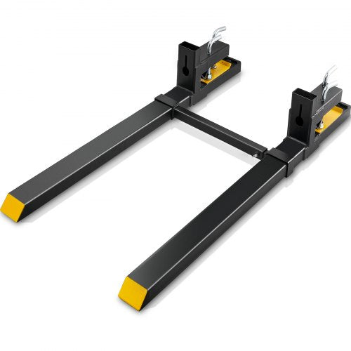 Pallet Forks, 2000 lbs Clamp on Pallet Forks, 43" Total Length Heavy Duty Pallet Forks with Adjustable Stabilizer bar, Tractor Bucket Forks for Tractor Attachments, Skid Steer, Loader Bucket
