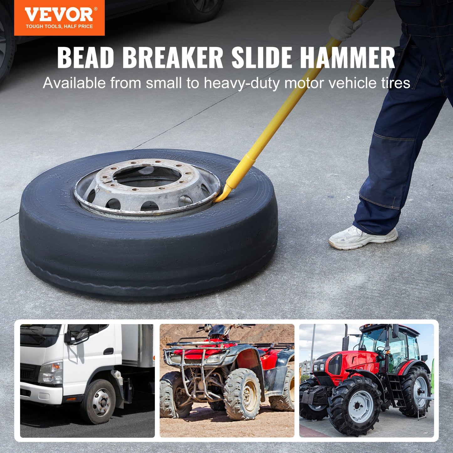 Tire Slide Hammer Bead Breaker Heavy-Duty Ram Bar for Car Truck Trailer