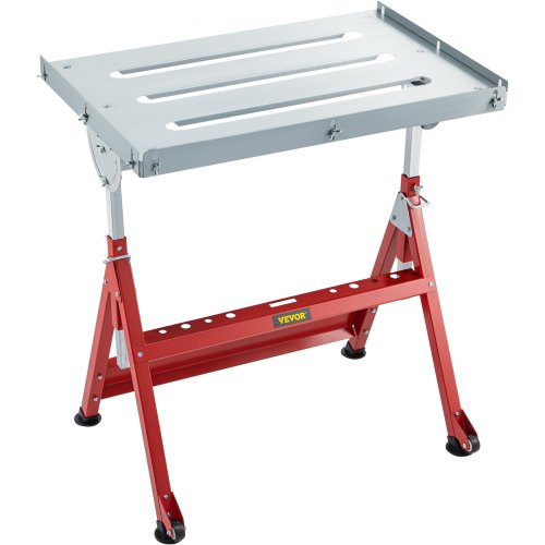 Welding Table 760 x 510 mm Steel Welding Table Three 1.1 in. / 28mm Slots Welding Bench Table Adjustable Angle & Height Portable Table, Casters, Retractable Guide Rails, Eccentric Leveling Foot
