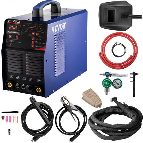 TIG Welder ac/dc, 3 in 1 Welding Machine, 220V TIG Welder Machine, 200A Aluminum TIG Welder, MMA Welding Machine With Inverter IGBT, Digital Control ARC Welding Machine, Blue Multiprocess Welder