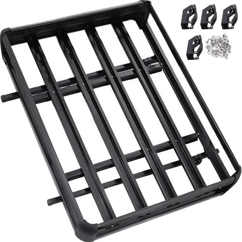 Universal 64x40 Inch Roof Basket, Aluminum Roof Rack, Basket Roof Mounted Cargo Rack with Bars XL-B for Car Top Luggage Traveling SUV Holder (63"X 40" Roof Rack)