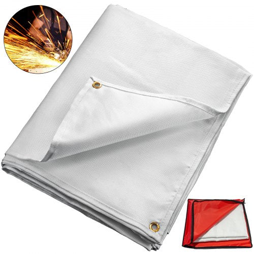 Welding Blanket 8 x 10 FT Fiberglass Blanket Heavy-Duty Fire Retardant Blanket For Easy Hanging and Protection from Sparks & Splatters