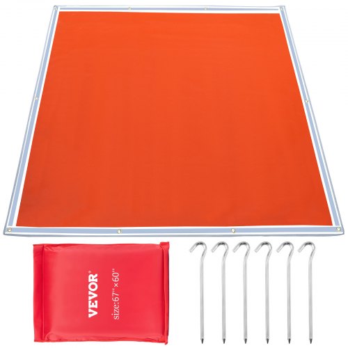 Fire Blanket, 67" x 60" Fiberglass Welding Blanket, 3.3 lbs Fireproof Blanket, 1022 °F Fire Retardant Blanket, Rust Iron Red Emergency Fire Blanket with 10 Stainless-Steel Grommets & 6 Hooks