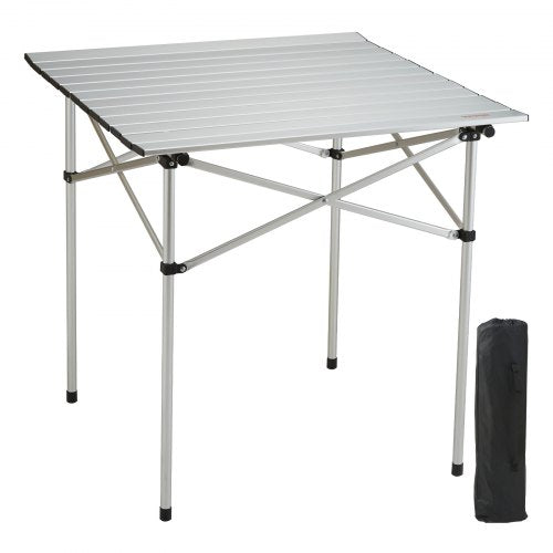 Folding Camping Table, Outdoor Portable Side Tables, Lightweight Fold Up Table, Aluminum Ultra Compact Work Table with Carry Bag, For Cooking, Beach, Picnic, Travel, 24x16 inch, Silver