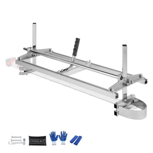 Portable Sawmill 14"-36" Guide Bar Galvanized Steel Chainsaw Planking 0.2"-11.81" Thickness, Wood Lumber Cross Cutting Saw Mill for Builders and Woodworkers, Silver
