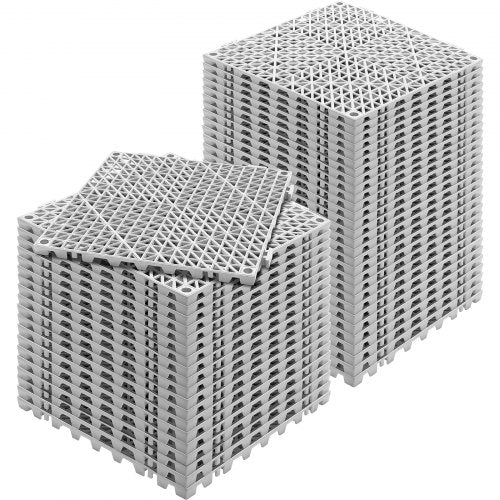 Interlocking Drainage Floor Mat 12" x 12" PVC Non-Slip Floor Tiles 50 Pack