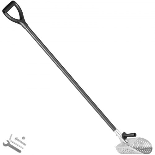 Metal Detector Sand Scoop, Stainless Steel Metal Detecting Beach Scoop Scoops, 10 mm Hole Beach Metal Detector Scoop Shovel, with Carbon Fiber Handle Pole, for Metal Detecting Treasure Hunting