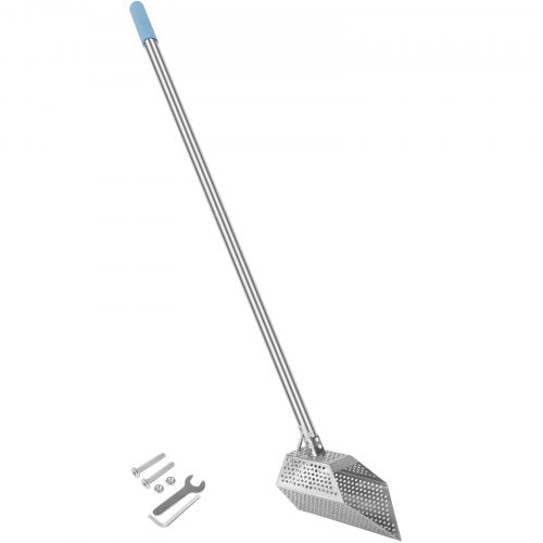 Metal Detector Sand Scoop, Stainless Steel Metal Detecting Beach Scoop Scoops, 10 MM Hole Beach Metal Detector Scoop Shovel, w/ Stainless Steel Handle Pole, for Metal Detecting Treasure Hunting