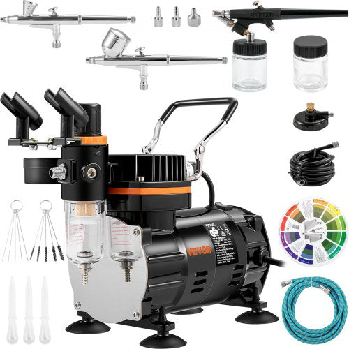 Airbrush Kit, Professional Airbrush Set with Compressor, Airbrushing System Kit with Multi-purpose Dual-action Gravity Feed Airbrushes, Art Nail Cookie Tattoo Makeup Cake Decorating Spray Model