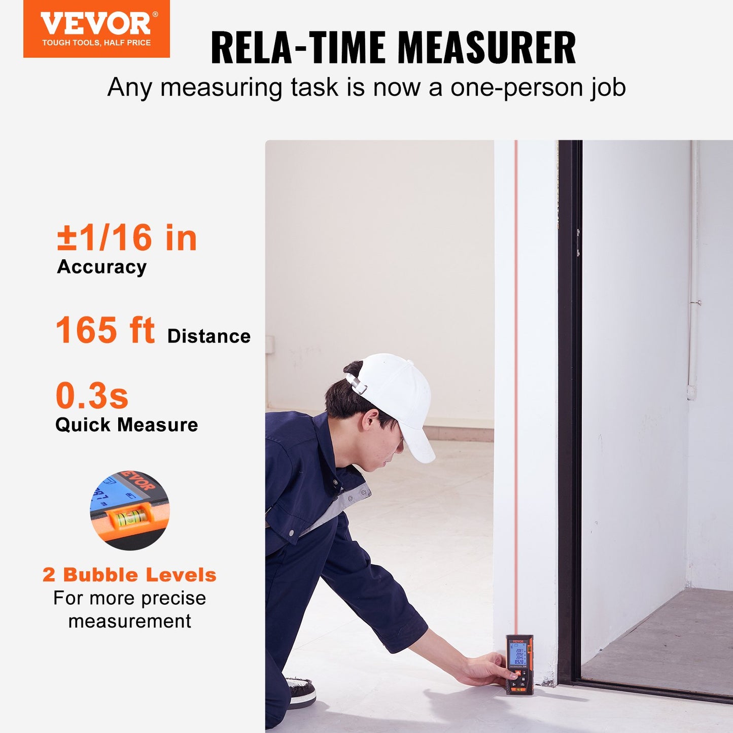 Laser Measure Laser Distance Meter 165 ft 1/16'' Area Volume Digital Tool