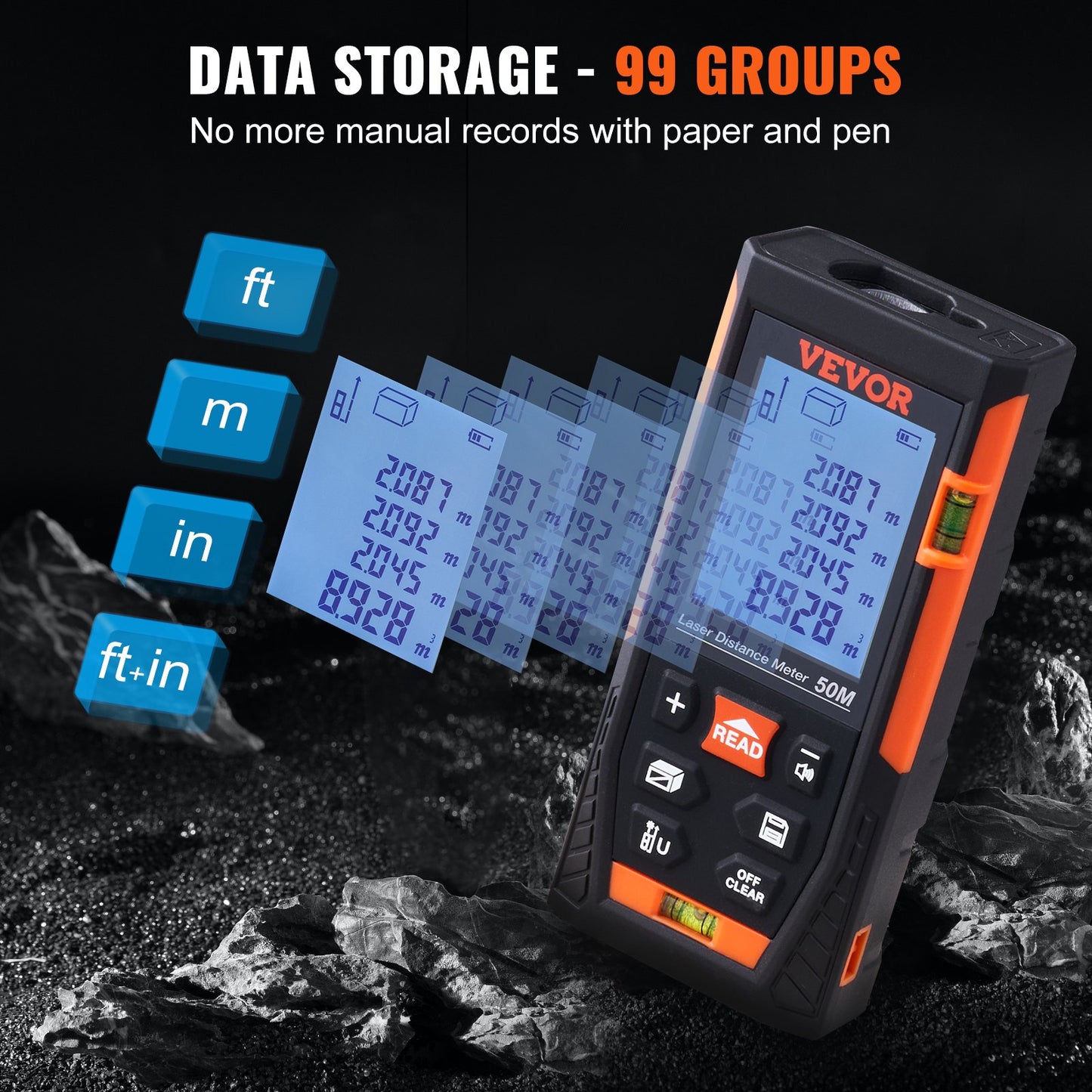 Laser Measure Laser Distance Meter 165 ft 1/16'' Area Volume Digital Tool