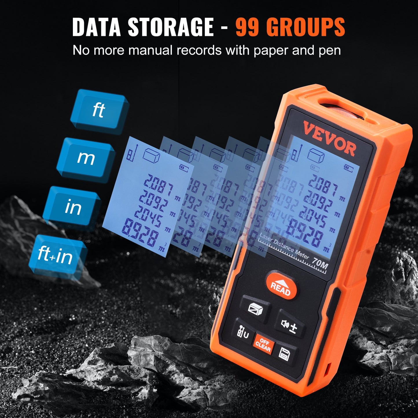 Laser Measure Laser Distance Meter 229 ft 1/16'' Area Volume Digital Tool