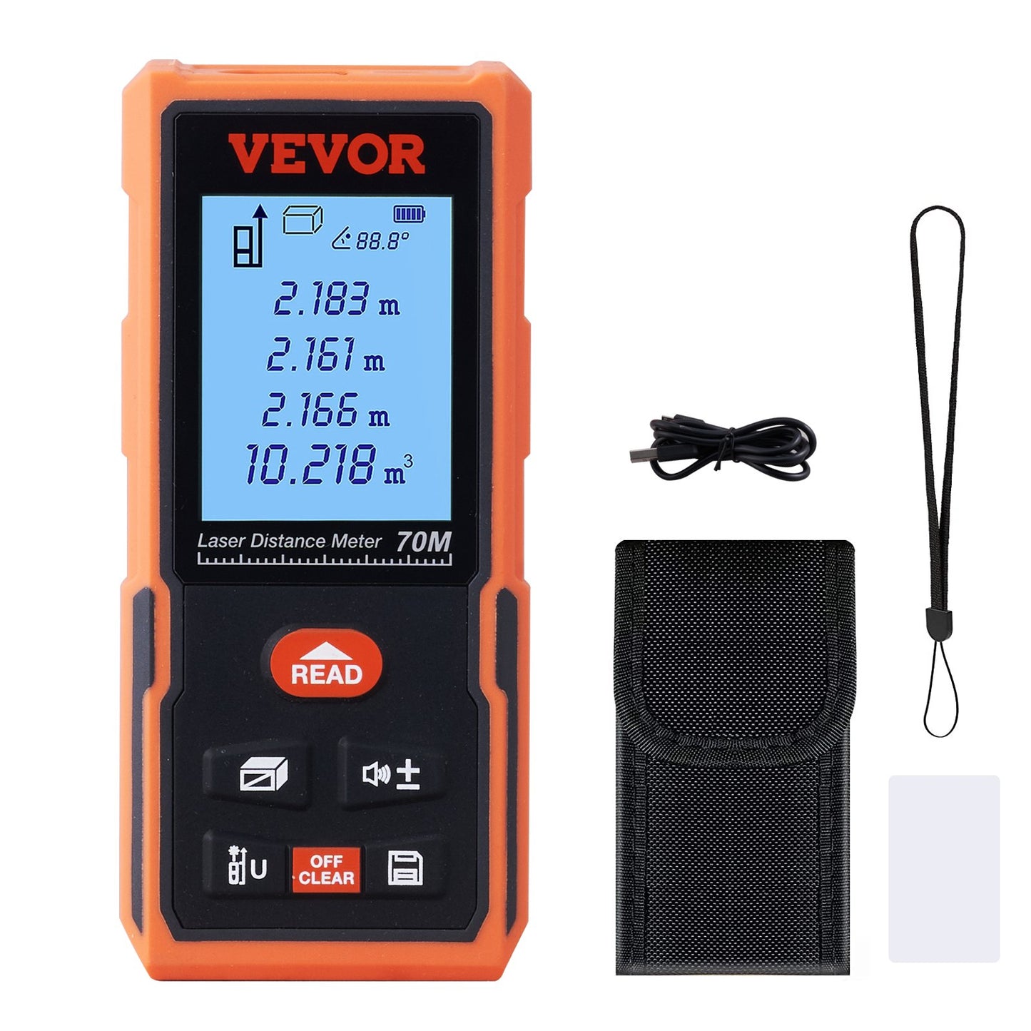 Laser Measure Laser Distance Meter 229 ft 1/16'' Area Volume Digital Tool