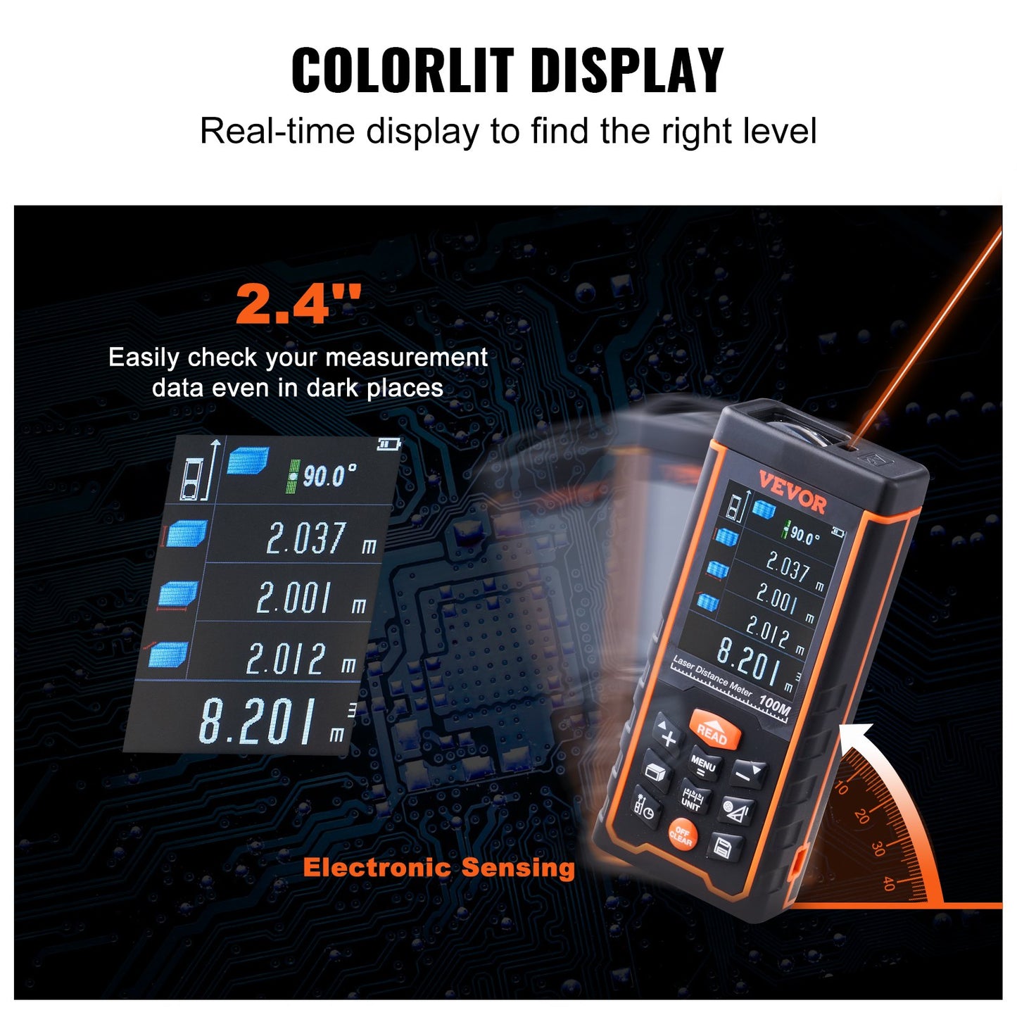 Laser Measure Laser Distance Meter 328 ft 1/16'' Area Volume Digital Tool