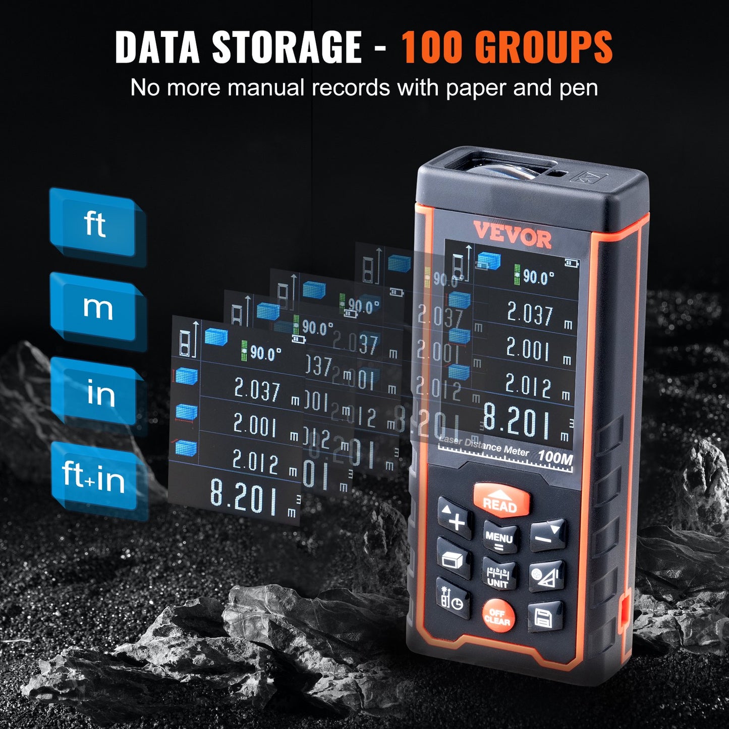 Laser Measure Laser Distance Meter 328 ft 1/16'' Area Volume Digital Tool