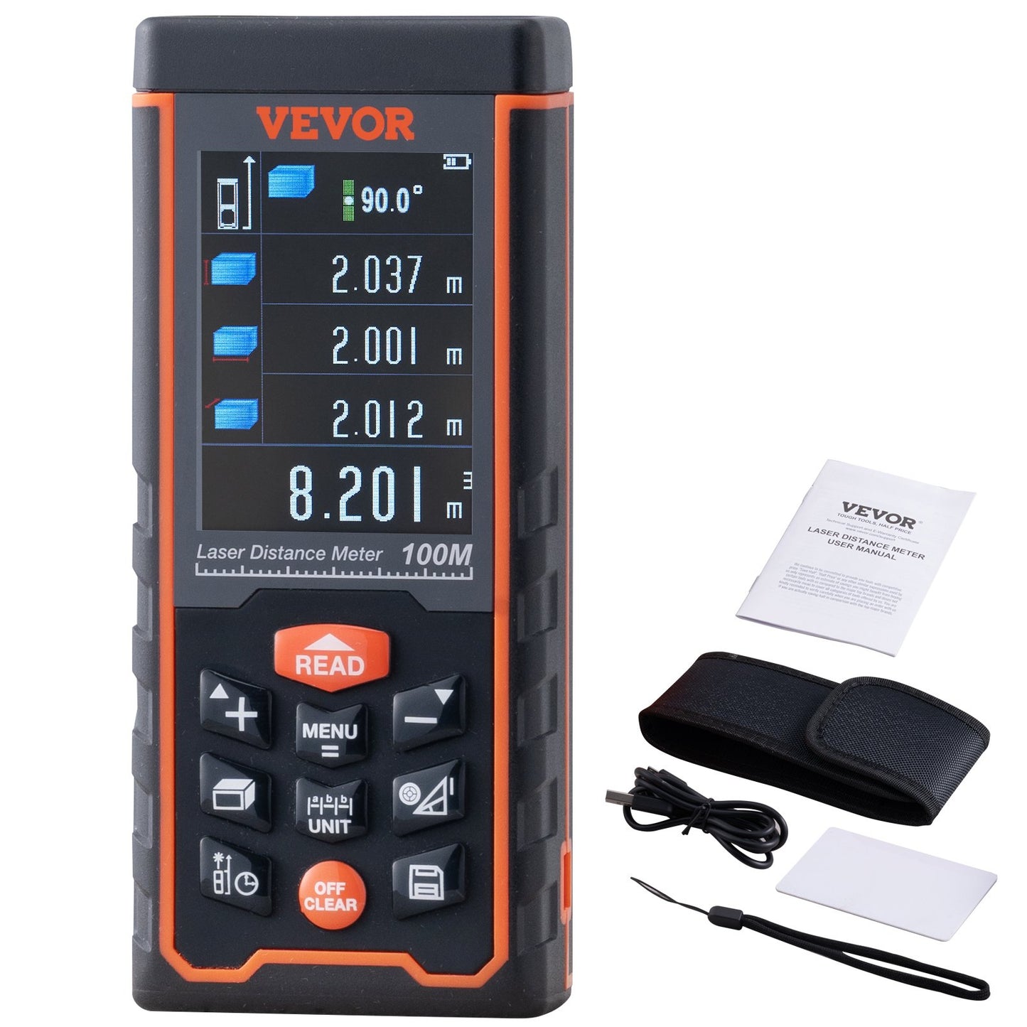 Laser Measure Laser Distance Meter 328 ft 1/16'' Area Volume Digital Tool