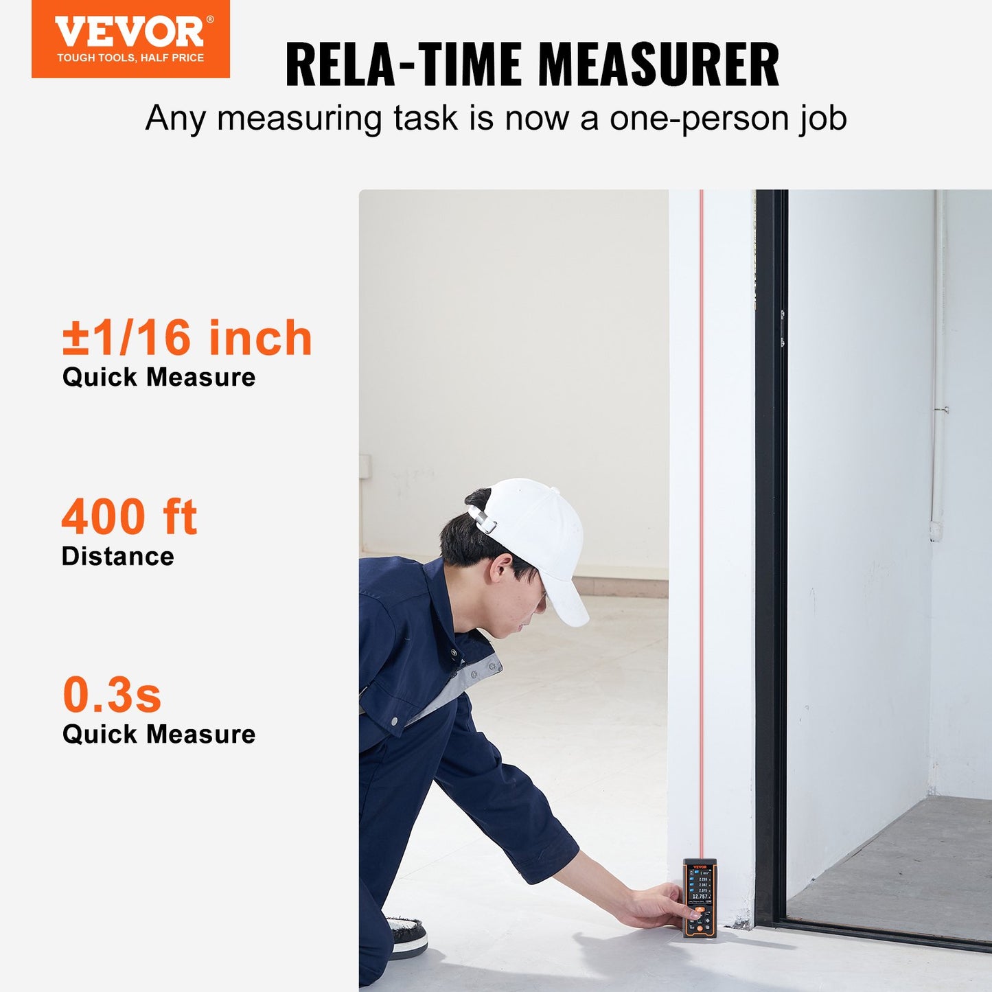 Laser Measure Laser Distance Meter 400 ft 1/16'' Area Volume Digital Tool