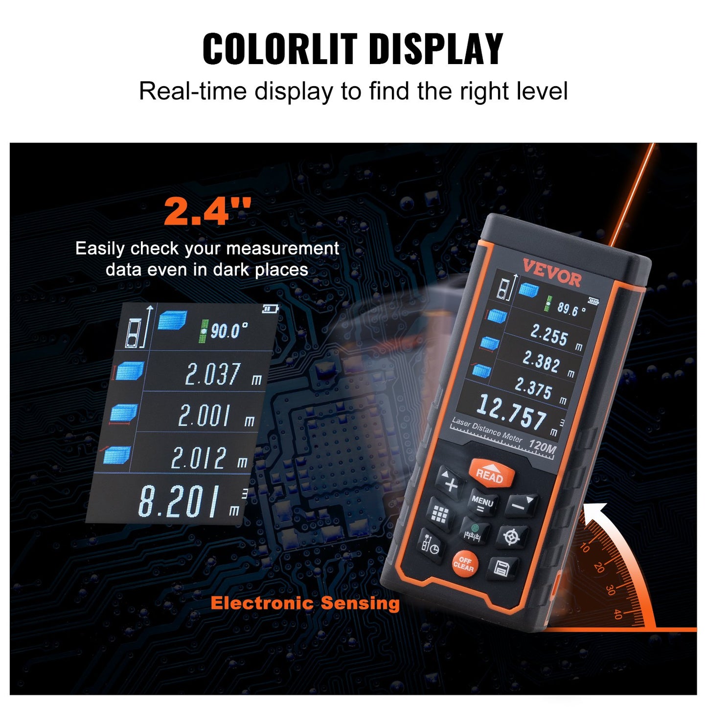 Laser Measure Laser Distance Meter 400 ft 1/16'' Area Volume Digital Tool