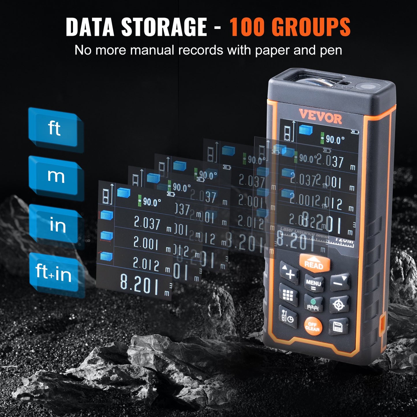 Laser Measure Laser Distance Meter 400 ft 1/16'' Area Volume Digital Tool