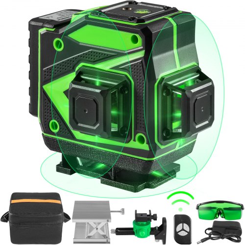 Cross Line Laser Level, 3 x 360° Three Plane Switchable Lines, 131FT Green Beam, Self Leveling & Tilt Leveling Laser Level, 360° Magnetic Base & Mini Jack Stand Included, for Home Decoration